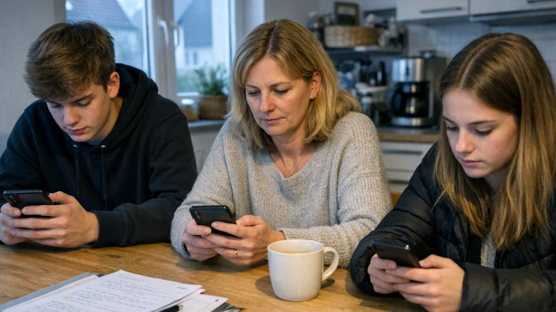 Die Mutter fühlt, dass sie trotz ihrer Bemühungen kaum echte, bedeutungsvolle Zeit mit ihren Teenagern verbringt. Die gemeinsamen Momente beschränken sich auf organisatorische Alltagsgespräche wie Schule, Termine und Verpflichtungen, ohne tiefe emotionale Verbindung. Die Jugendlichen scheinen diese oberflächliche Präsenz zu akzeptieren, doch die Mutter spürt eine wachsende innere Distanz und fragt sich, ob die Qualität ihrer Beziehung langfristig darunter leidet."
