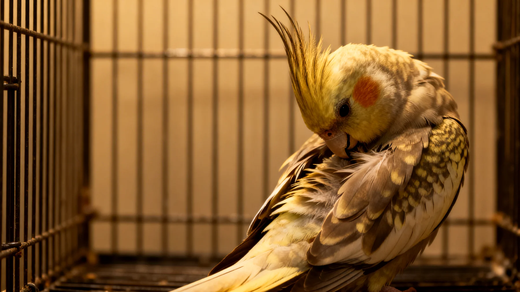 Nymphensittiche zeigen Stresssymptome wie Federrupfen, lautes Schreien oder Apathie, wenn sie nicht ausreichend mentale Stimulation und Entspannungsmöglichkeiten in ihrer Umgebung haben"