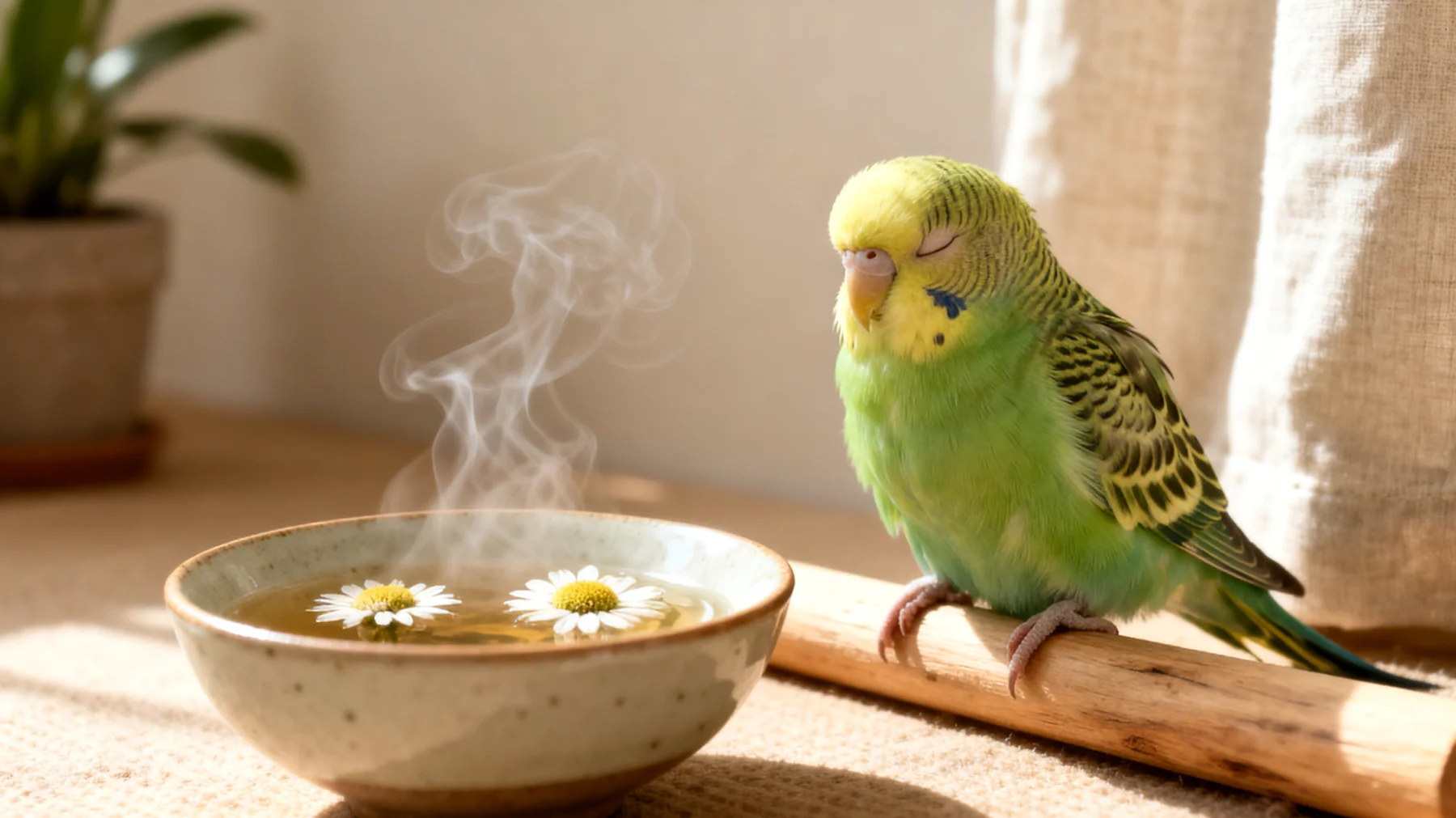 Wellensittiche leiden häufig unter Atemwegsproblemen und Erkältungen. Viele Halter suchen nach natürlichen Hausmitteln zur Unterstützung der Genesung, wie beispielsweise Kamillendampf-Inhalationen oder die Zugabe von Kamillentee zum Trinkwasser, um Symptome wie Niesen, Nasenausfluss oder leichte Atembeschwerden zu lindern."